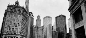 Chicago skyscrapers in black and white